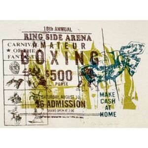 Vintage Gap Y2K Ring Side Arena Boxing Graphic Ringer TShirt Size Lg Cream Olive